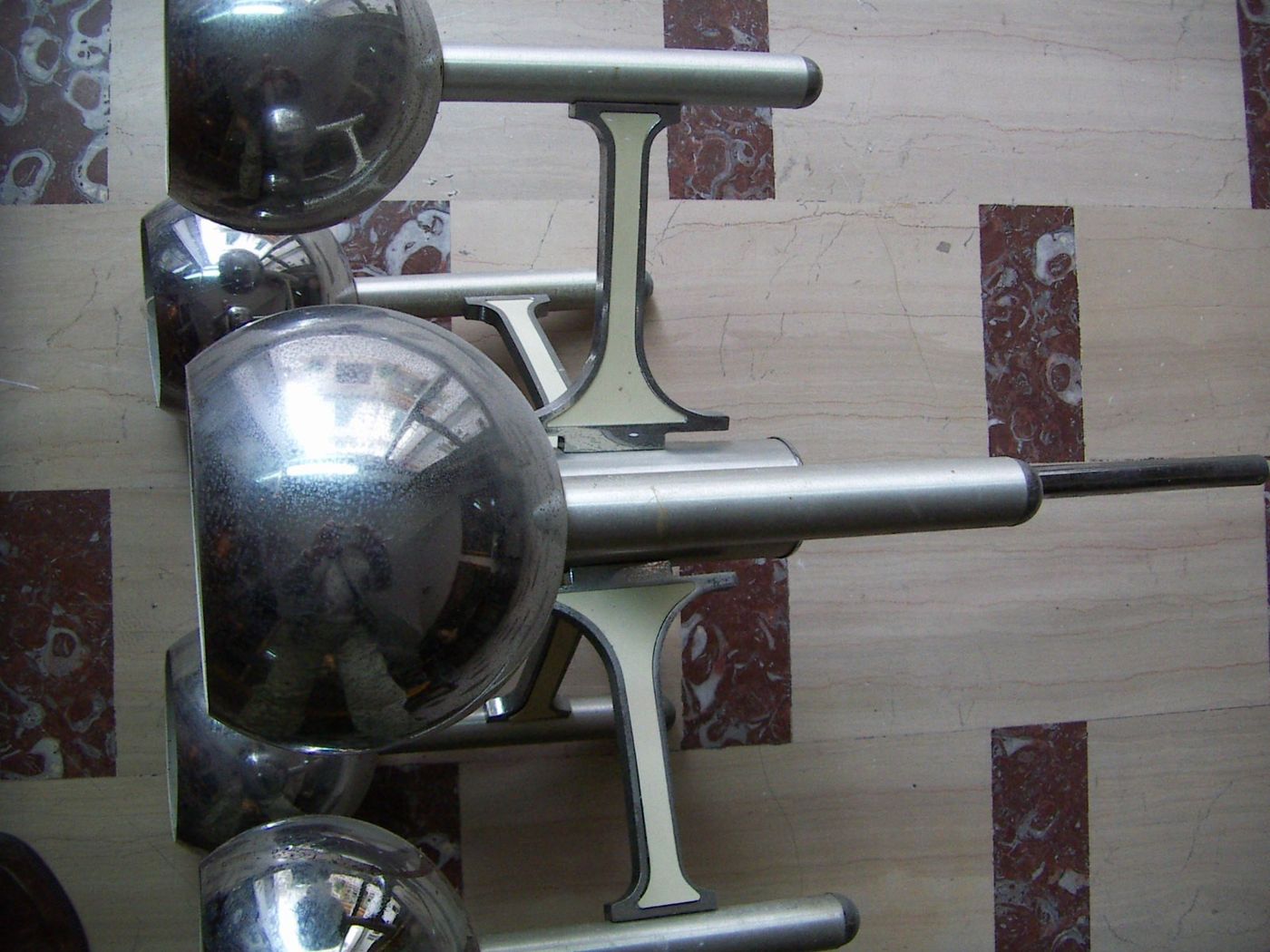 Lampadario Di Design Modernariato Anni '70 In Metallo Cromato, Da Restaurare