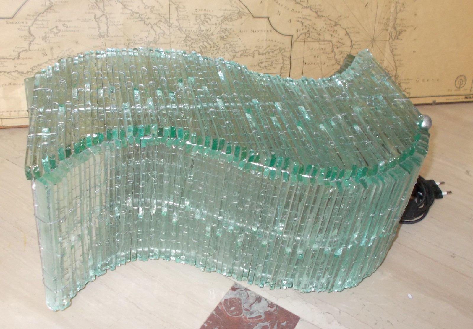 Lampada Da Tavolo Scultorea In Vetro, Seconda Metà Del '900