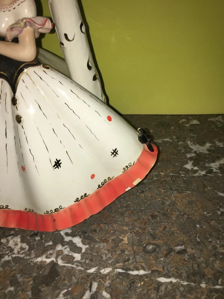 Artistica Scultura In Ceramica Girardi: Lampada Decorativa d'Epoca, Ballo E Danza