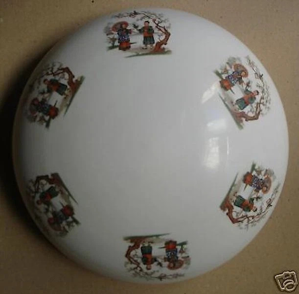 Coppa Per Lampada Con Decori Cineserie In Vetro Opalescente