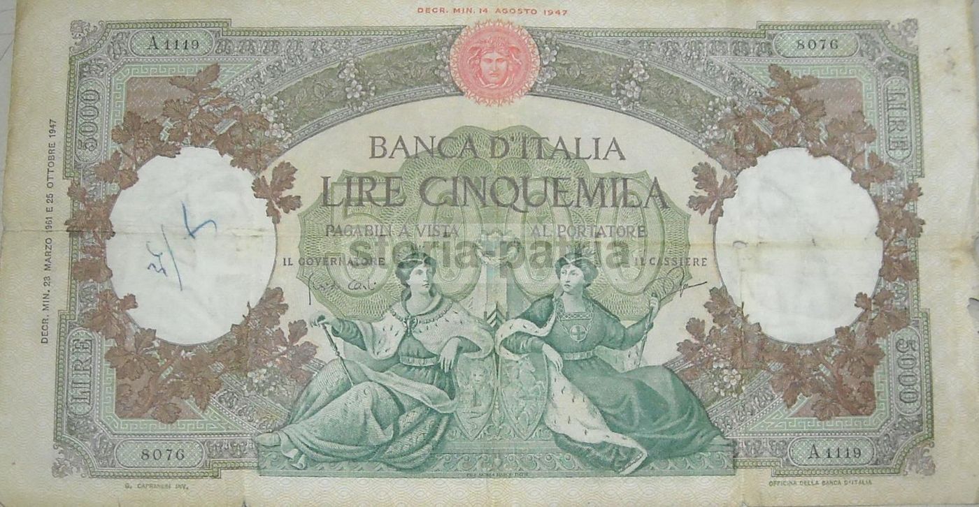 Banconota Da 5000 Lire Della Banca d'Italia, 1947