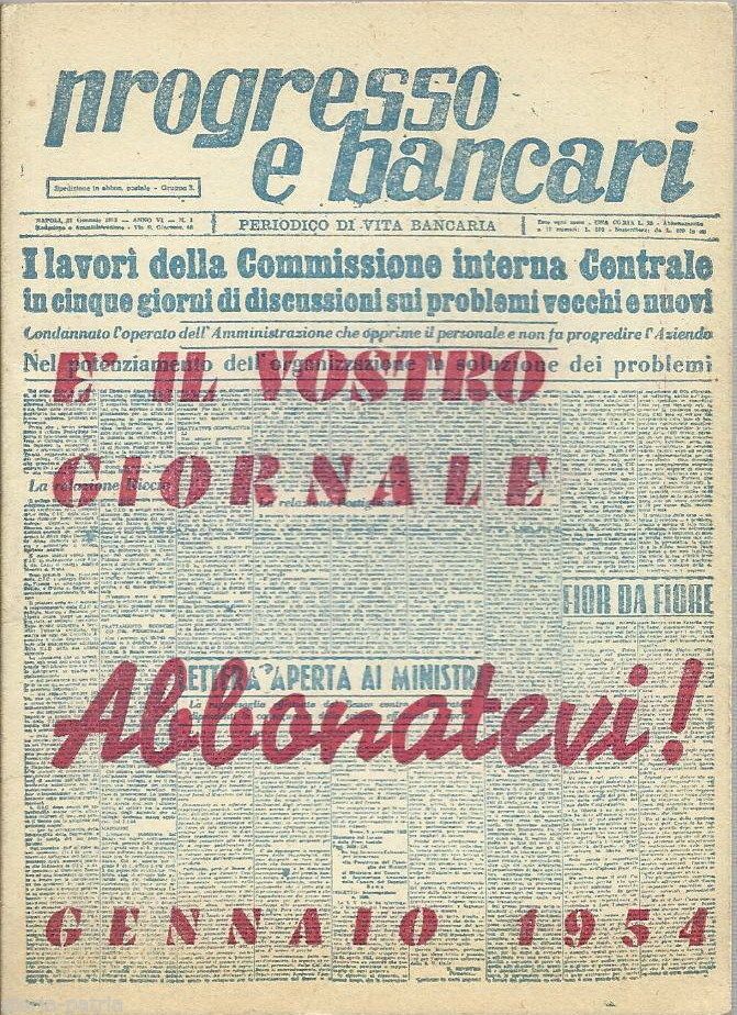 Calendarietto Progresso E Bancari 1954, Stiped, Napoli