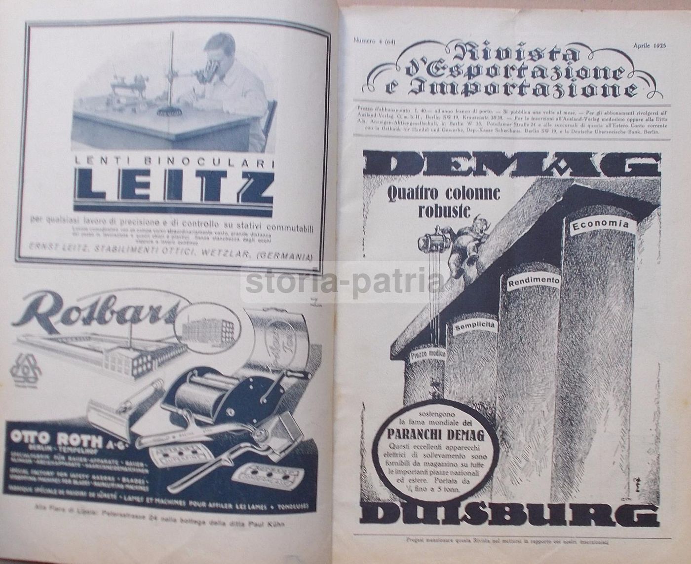 Rivista Economia Commercio Germania Italia, Fiera Di Milano 1925