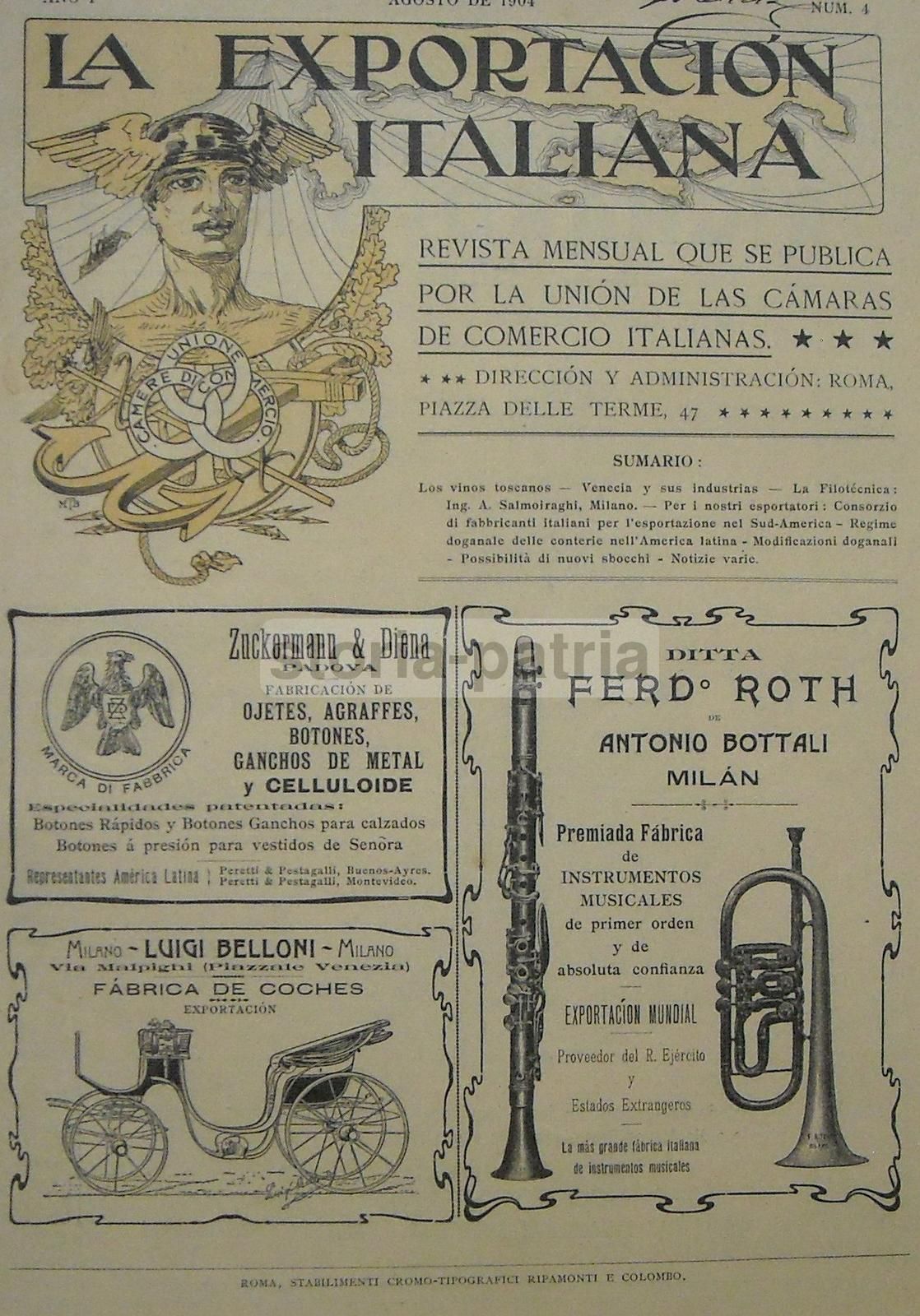 La Exportación Italiana, 1904. Rivista Dell'Unione Delle Camere Di Commercio Italiane