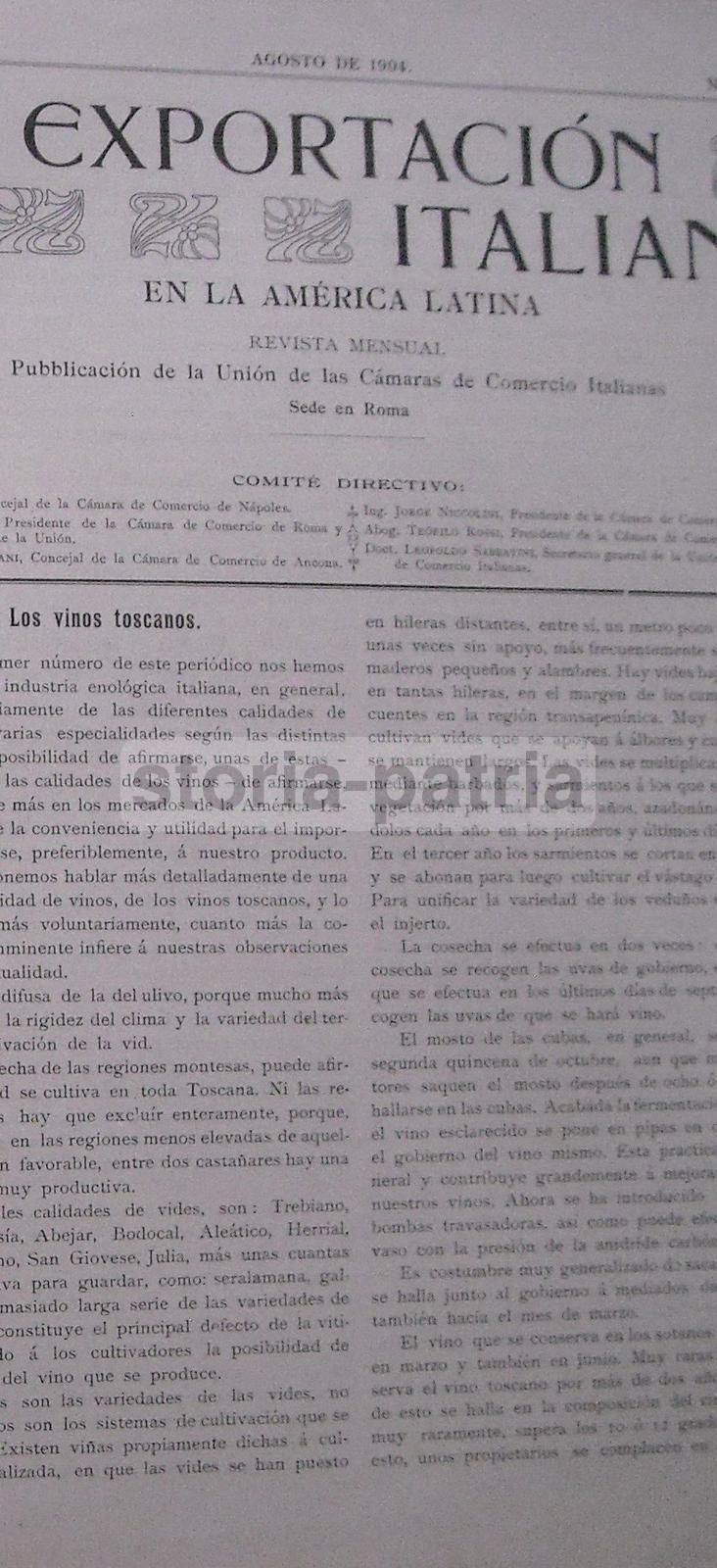 La Exportación Italiana, 1904. Rivista Dell'Unione Delle Camere Di Commercio Italiane