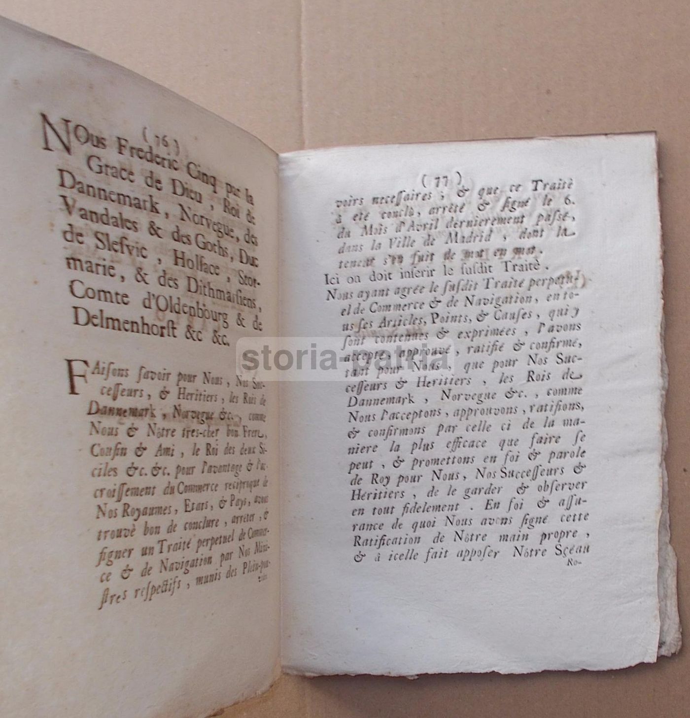 Trattato Di Commercio E Navigazione Tra Il Regno Di Napoli E La Danimarca, 1748