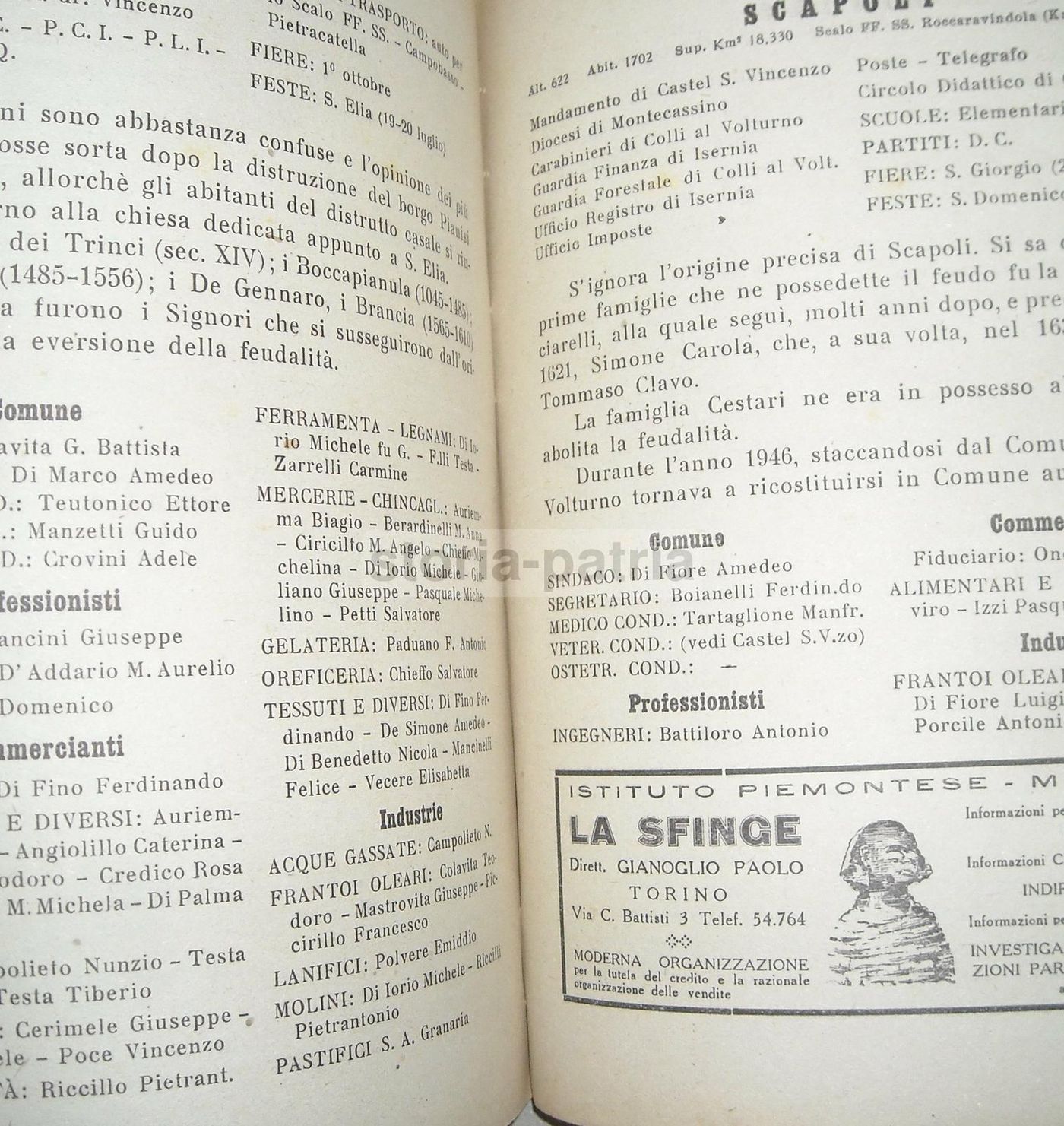 Annuario Della Regione Molise 1947 Campobasso De Lisio Scocchera