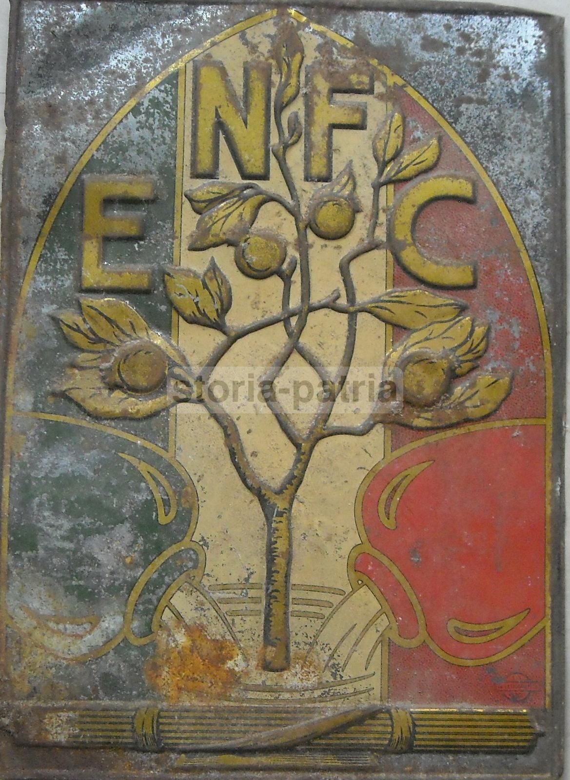 Pannello In Latta E.N.F.C. Allegoria Agricoltura Tricolore Anni '20 '30