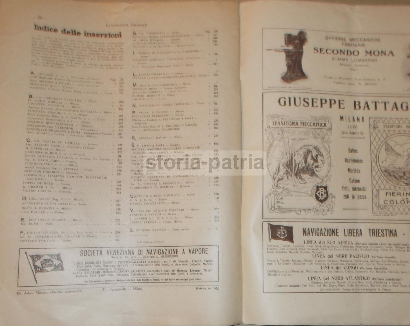Illustrazione Coloniale 1927: Esportazione, Emigrazione, Colonie