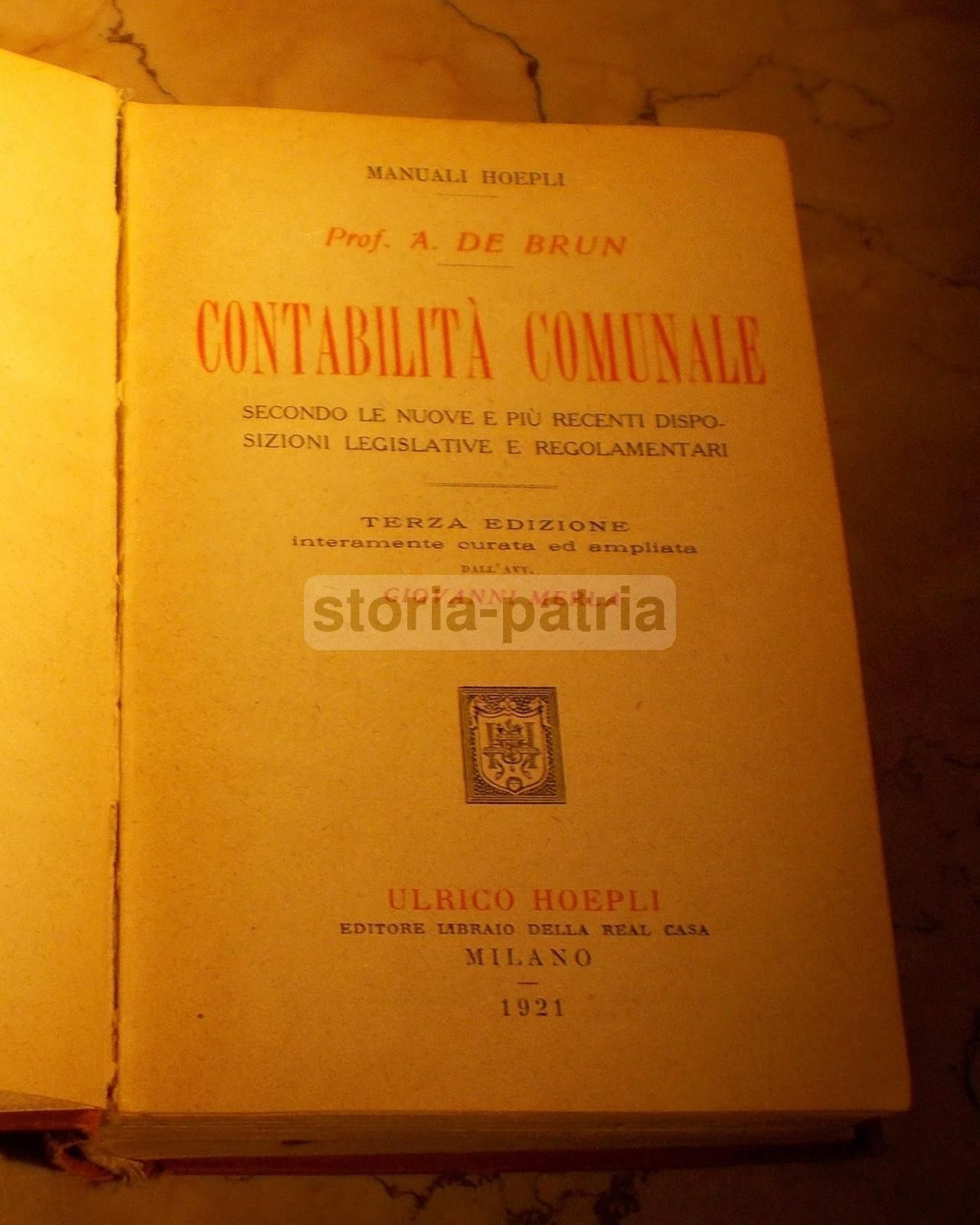 Contabilità Comunale (A. De Brun, Hoepli, 1921)