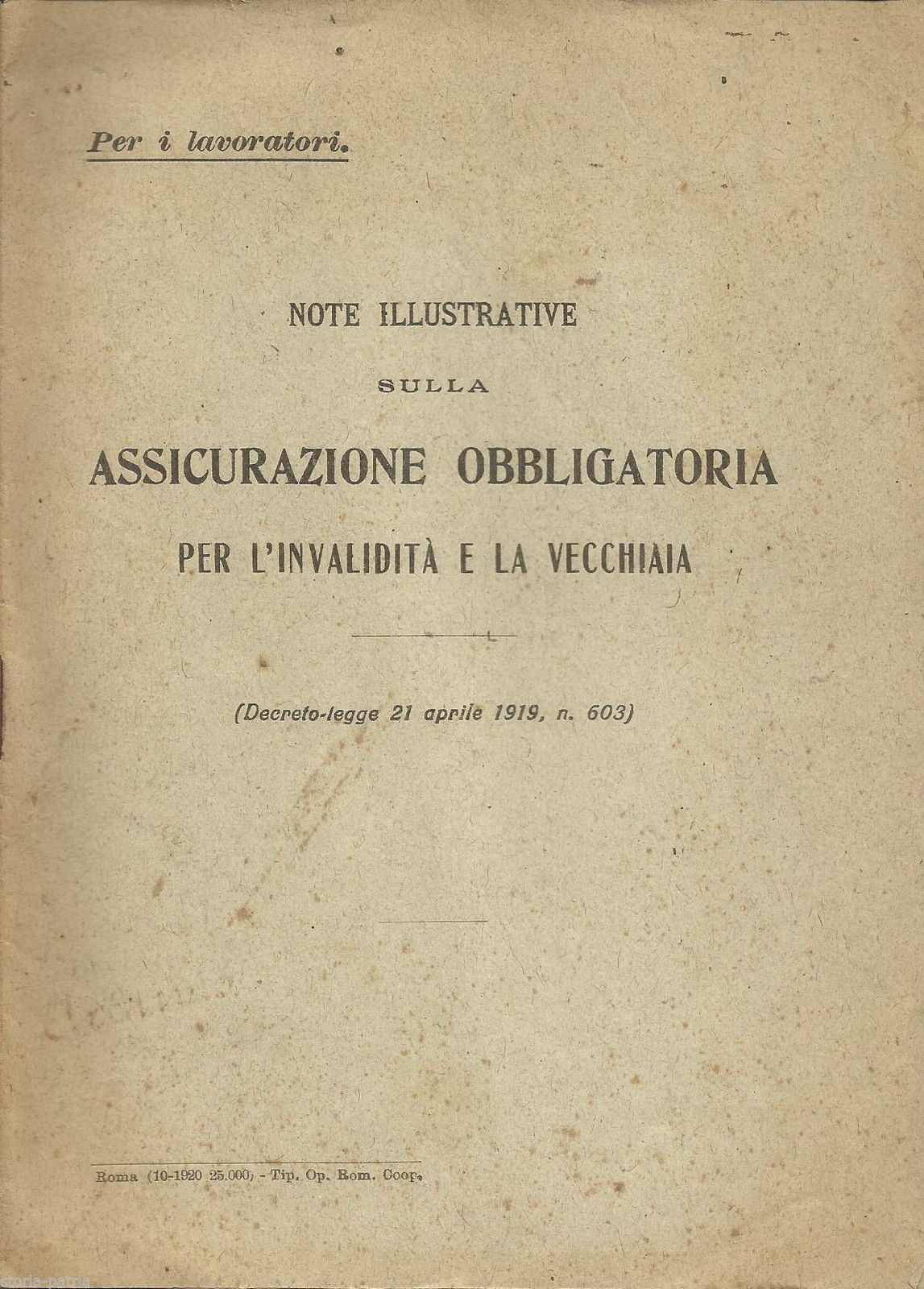 Assicurazione Invalidità E Vecchiaia: Note Illustrative Sul Decreto Legge 1919
