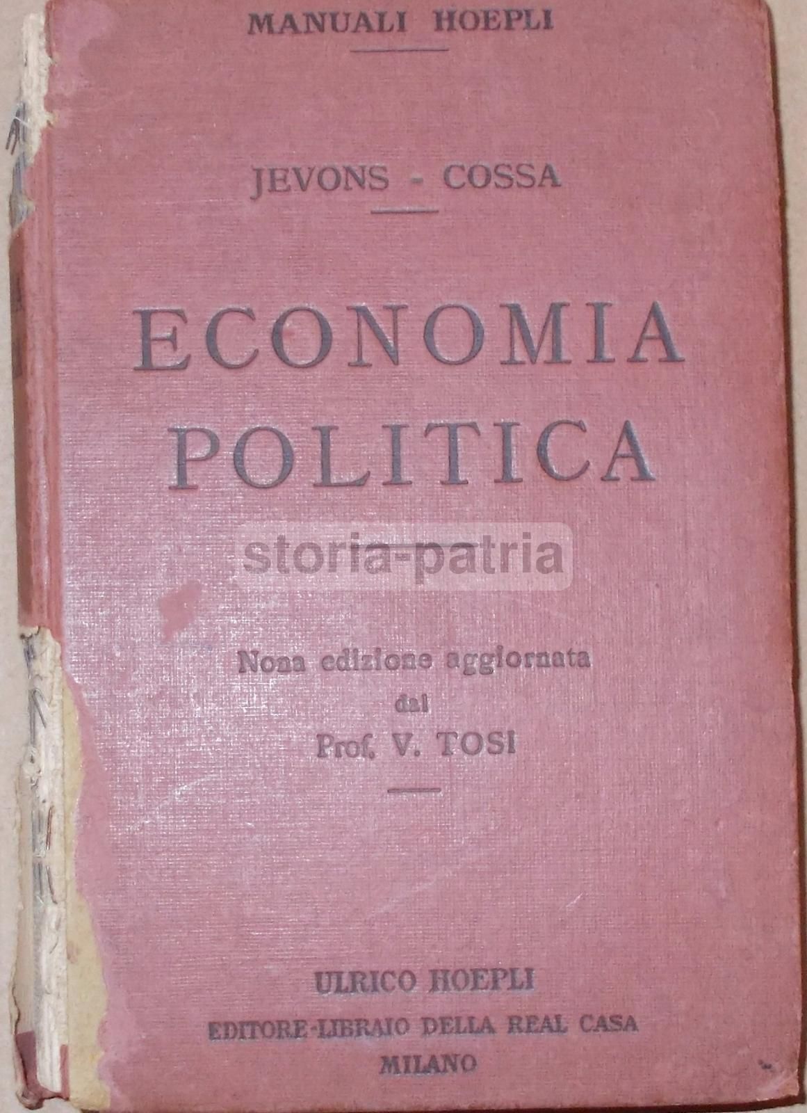Economia Politica Jevons 1926 Hoepli Lavoro Ricchezza Banche