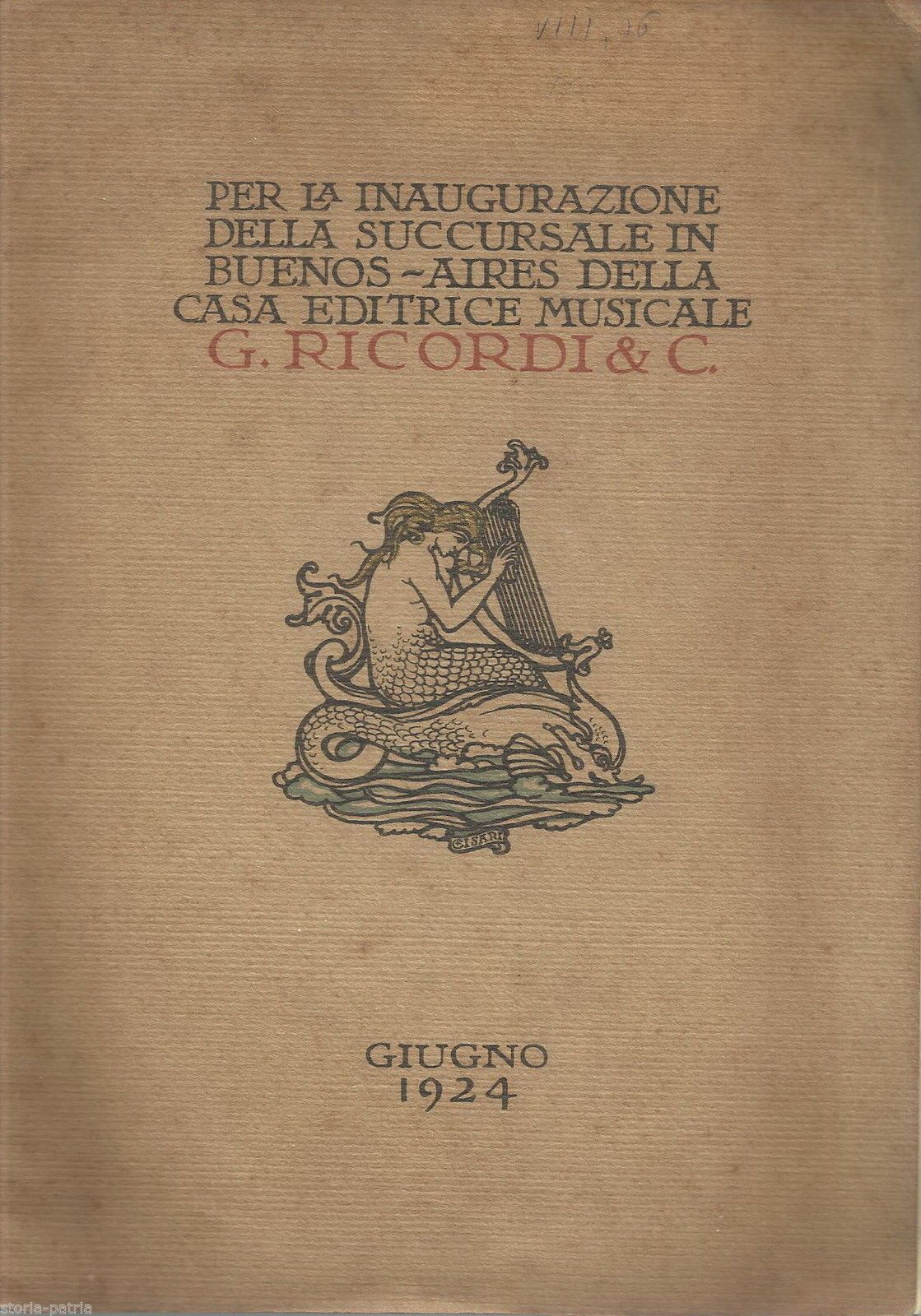 Ricordi Buenos Aires 1924: Inaugurazione Succursale Casa Editrice