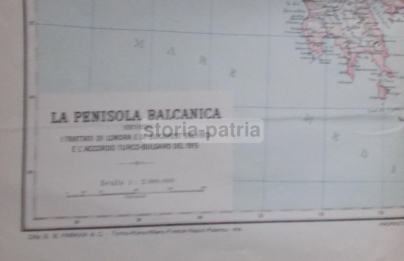 Mappa Della Penisola Balcanica (1916), G.B. Paravia
