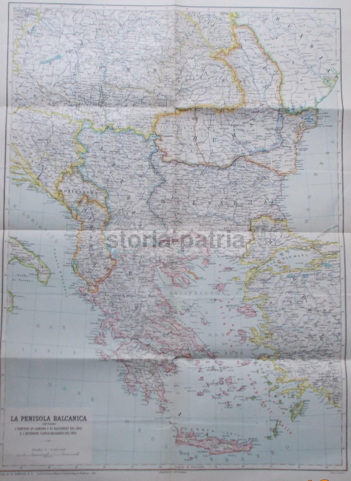 Mappa Della Penisola Balcanica (1916), G.B. Paravia