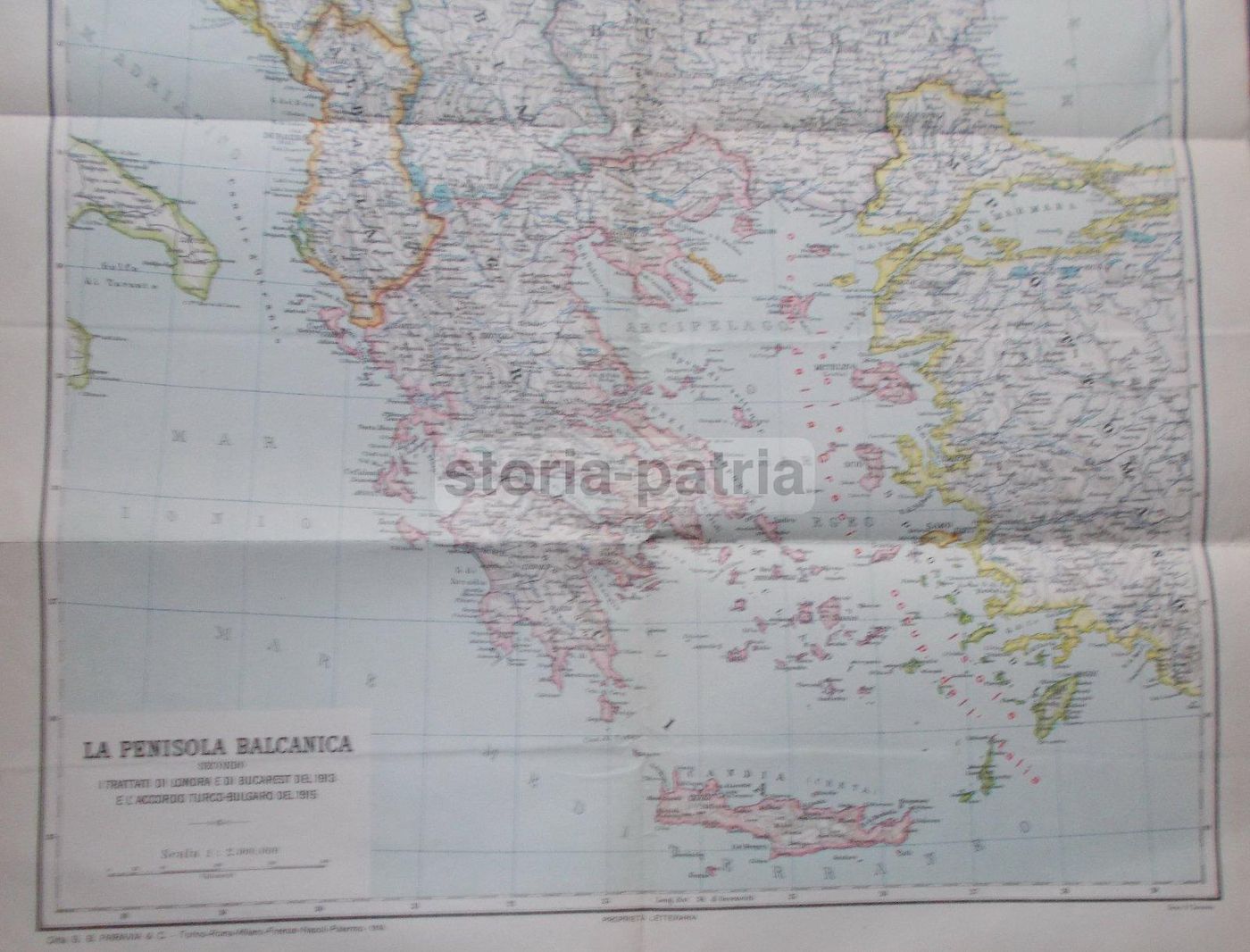 Mappa Della Penisola Balcanica (1916), G.B. Paravia