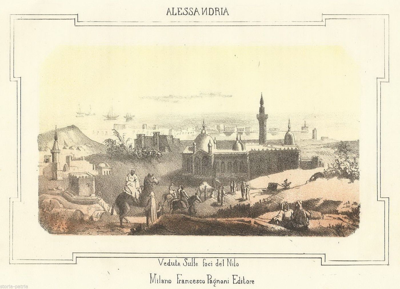 Alessandria d'Egitto: Foce Del Nilo. Litografia Originale, XIX Secolo
