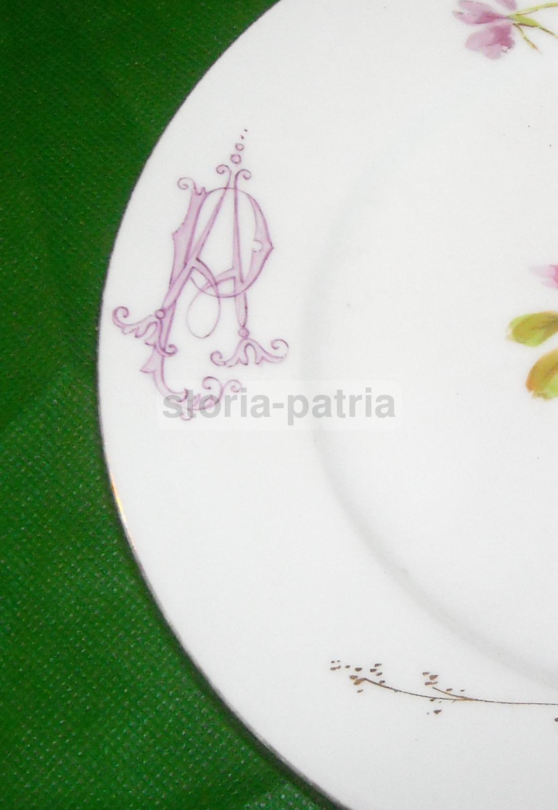 Piatto Antico Porcellana Dipinta Floreale Con Paesaggio Liberty