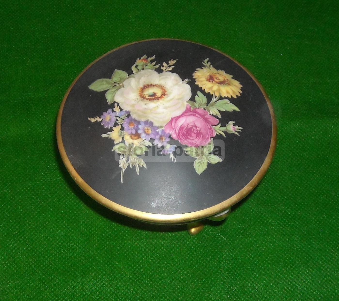 Cofanetto In Porcellana Bavaria Con Decoro Floreale Dipinto A Mano, Anni '30 '50