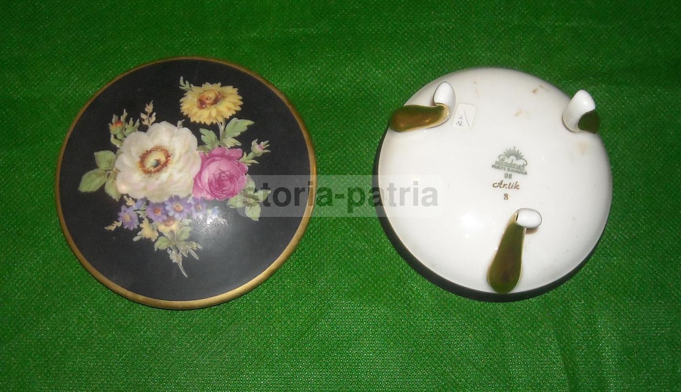 Cofanetto In Porcellana Bavaria Con Decoro Floreale Dipinto A Mano, Anni '30 '50