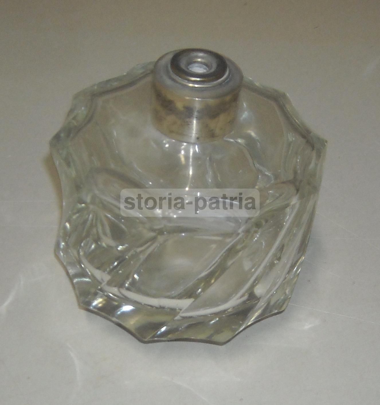 Soprammobile In Vetro Decorativo, Porta Profumo Con Montatura In Argento