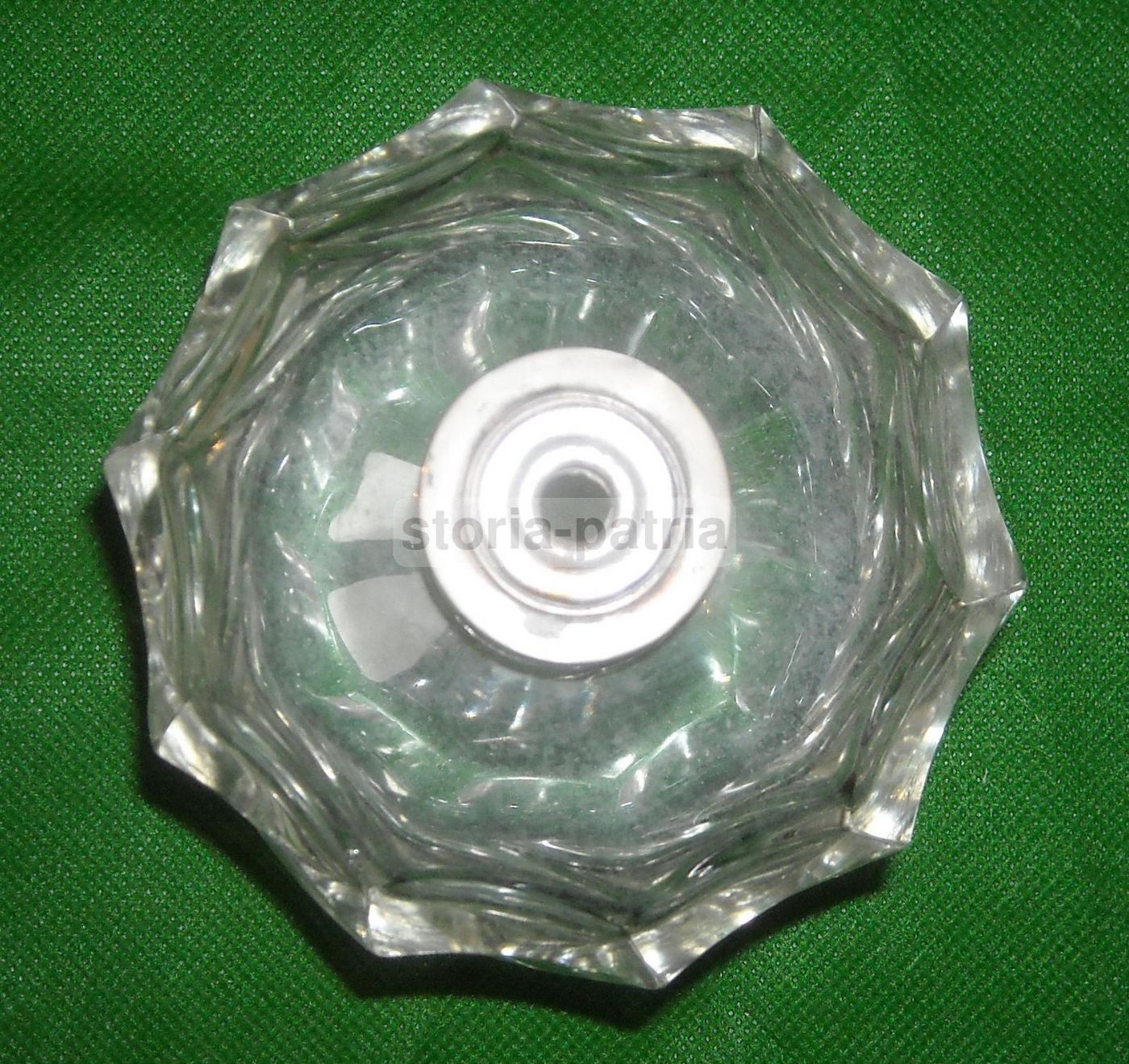 Soprammobile In Vetro Decorativo, Porta Profumo Con Montatura In Argento