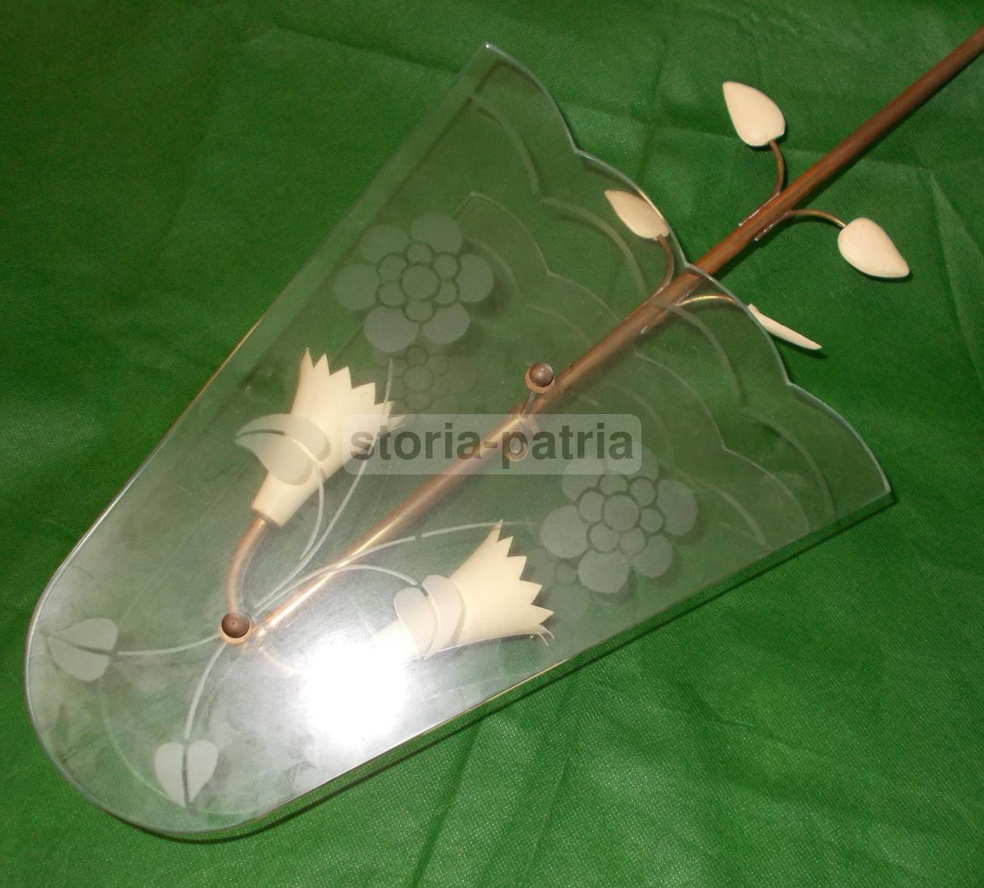 Lampadario Vintage In Vetro Di Murano E Ottone, Anni '50
