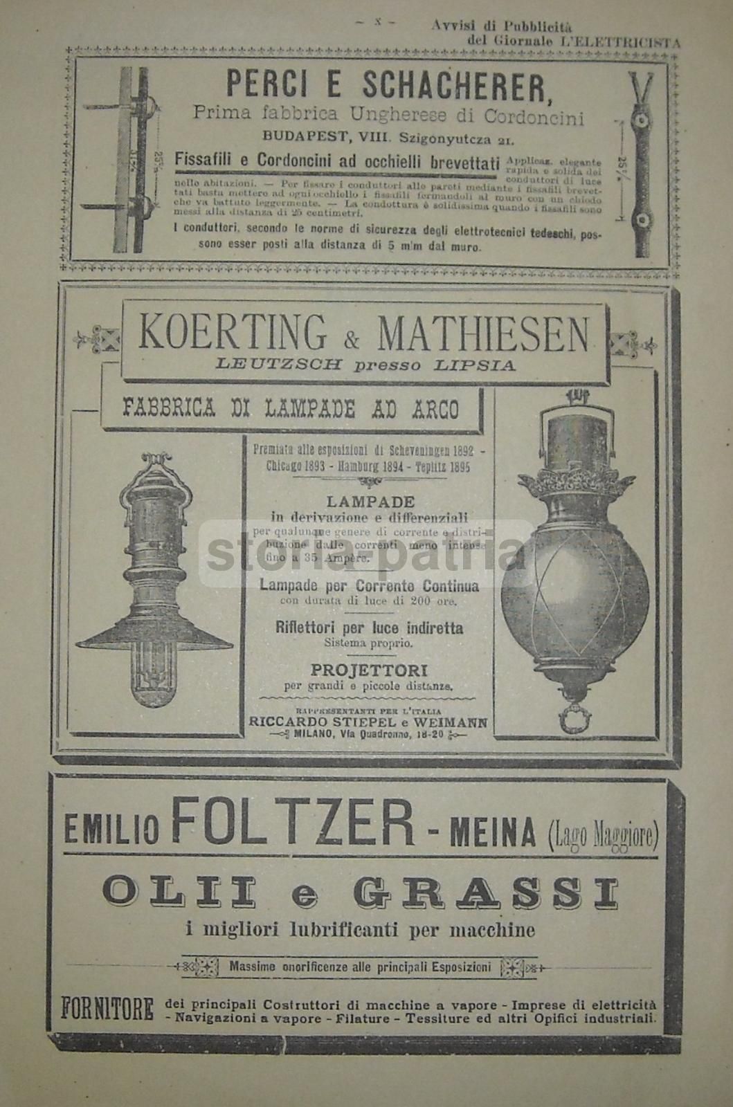 Pubblicità AEG Berlino Elettricità Genova Impianti Lampadine 1900
