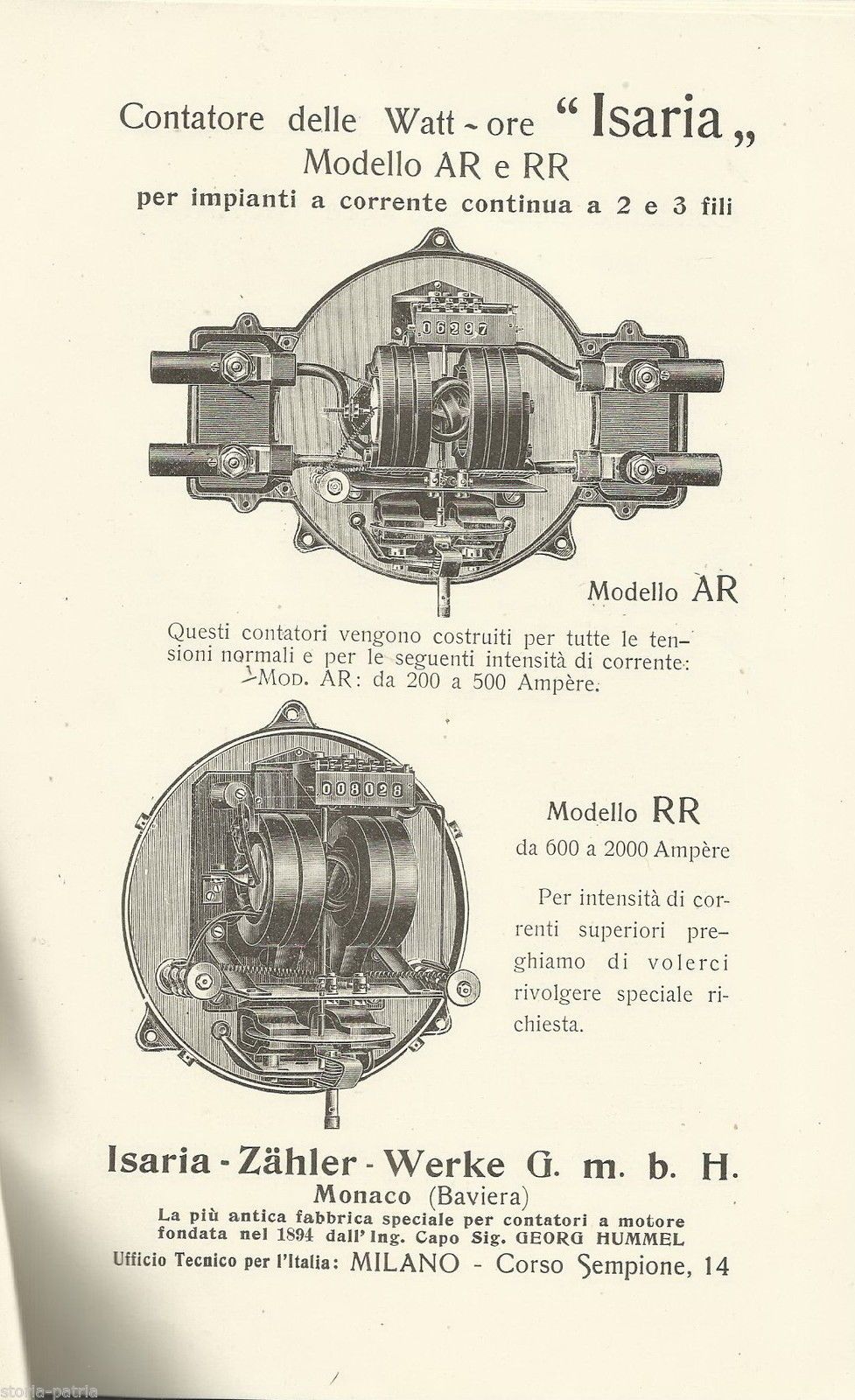 Catalogo Contatori Elettrici Isaria Monaco Milano Napoli 1920 30