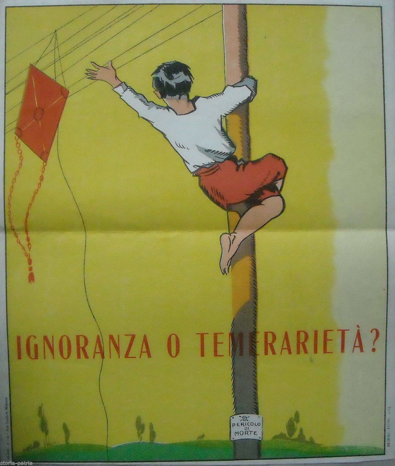 Manifesto Enpi Prevenzione Infortuni Elettricità Anni '50