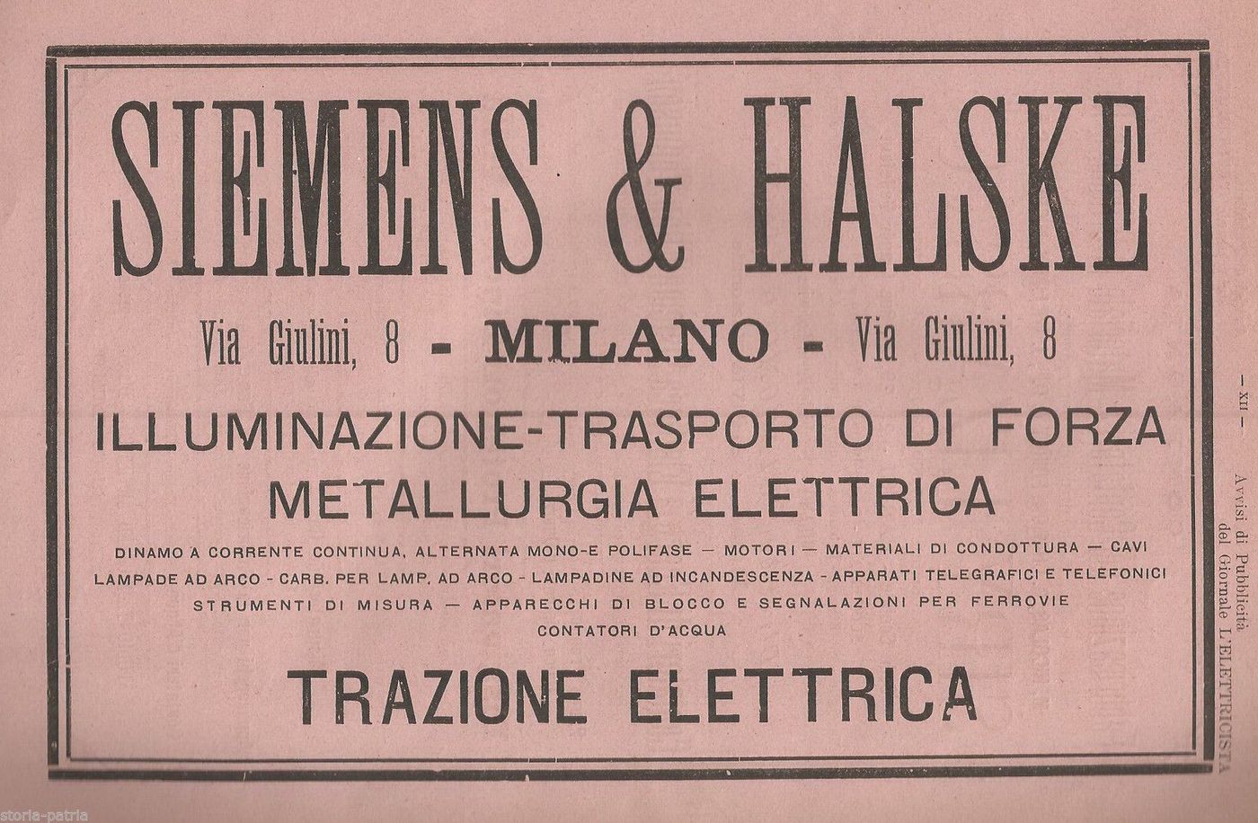 Pubblicità Siemens & Halske E Siry Lizars: Contatori Elettrici, 1900