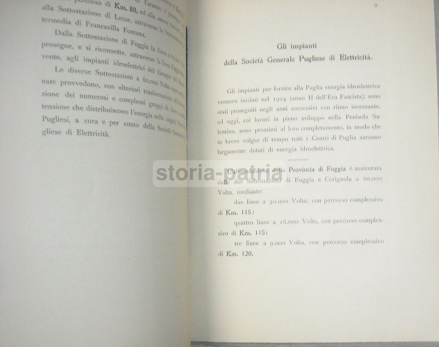 Energia Idroelettrica In Puglia 1930 Con Mappe Storiche, Bari
