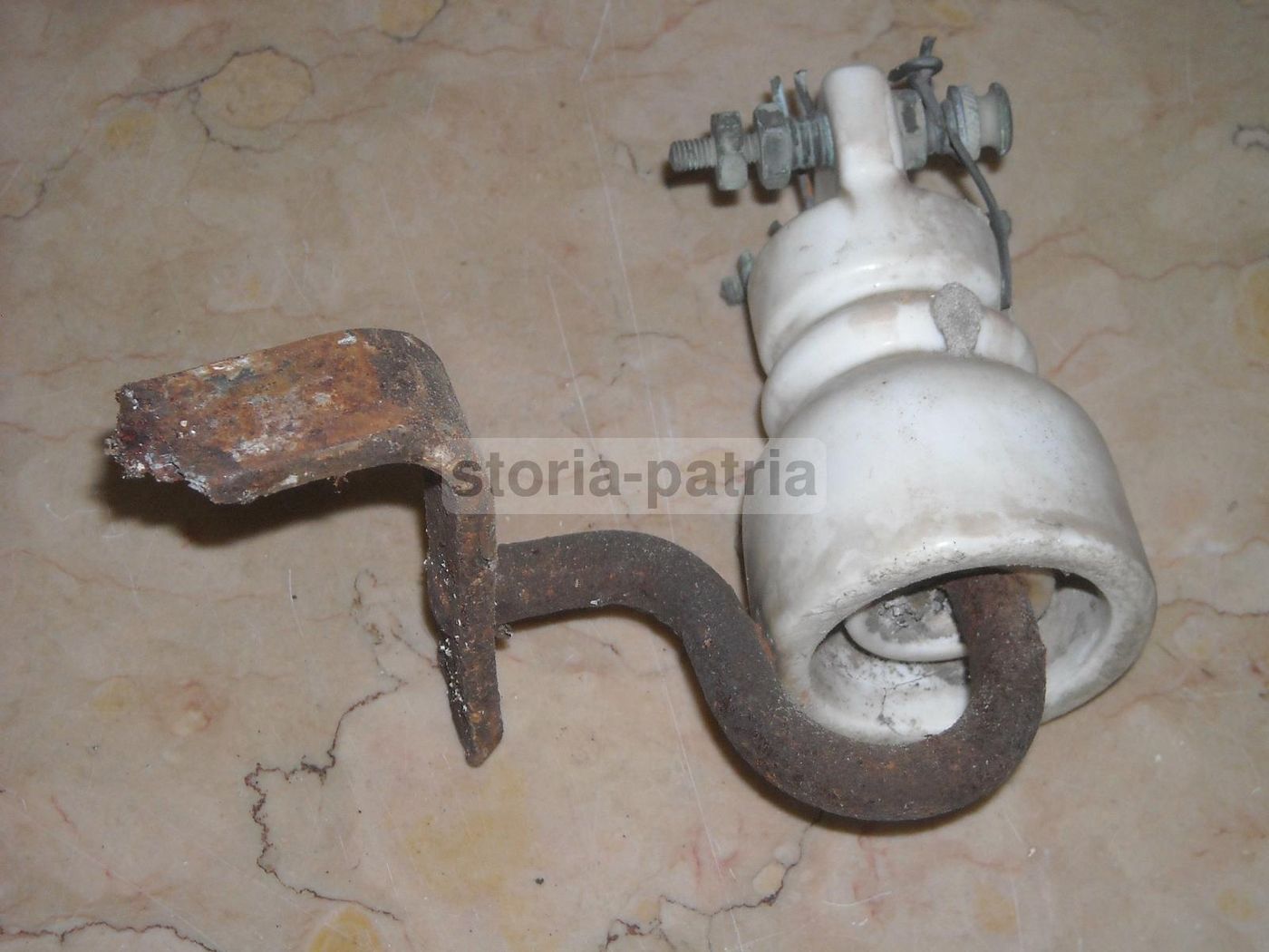 Isolatore Antico In Porcellana Per Linee Elettriche, Anni '30