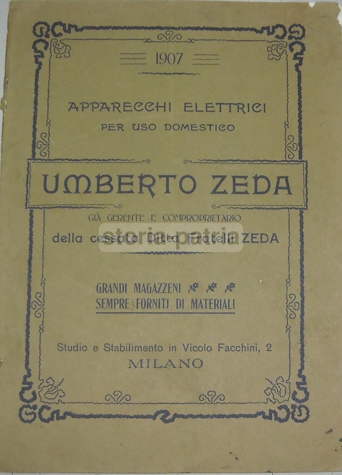 Catalogo Zeda Apparecchi Elettrici Milano 1907 Suonerie Telefoni