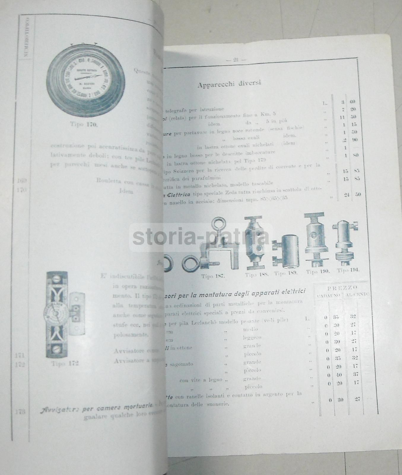Catalogo Zeda Apparecchi Elettrici Milano 1907 Suonerie Telefoni