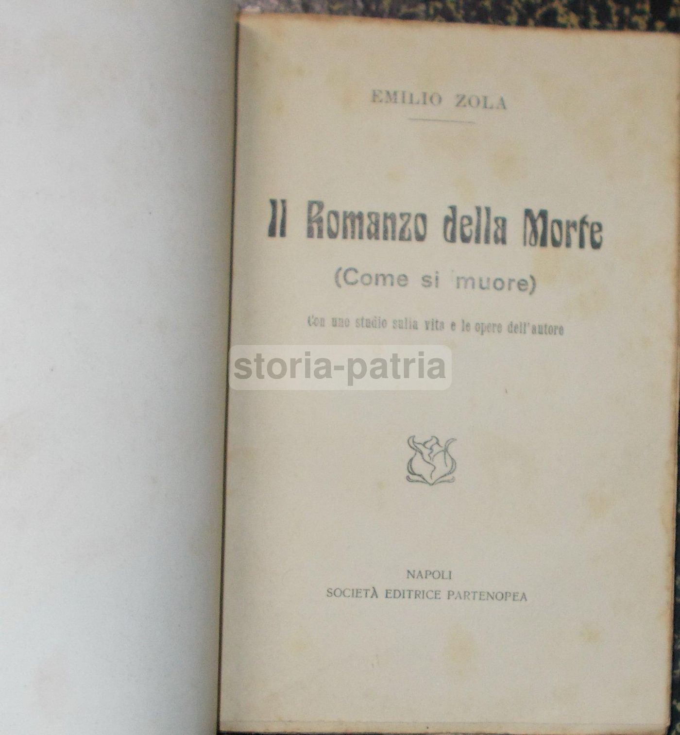 Emile Zola, Il Romanzo Della Morte, Edizione Napoletana Primi '900