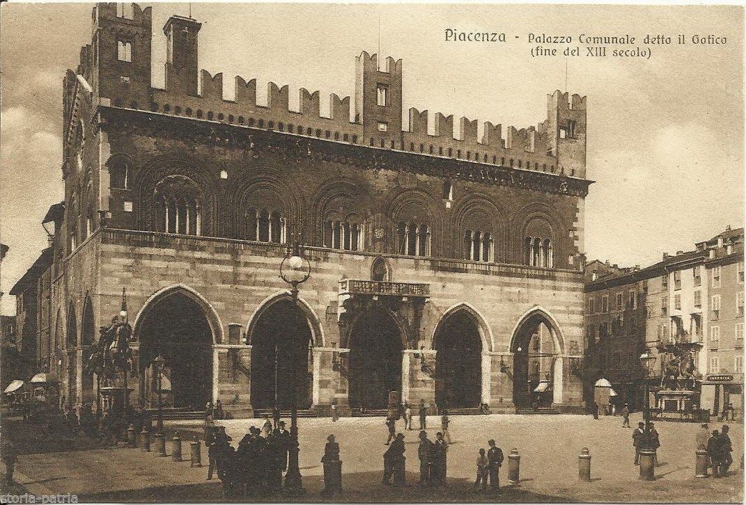 Cartolina Antica Palazzo Gotico, Piacenza, Anni '20, Brunner Como