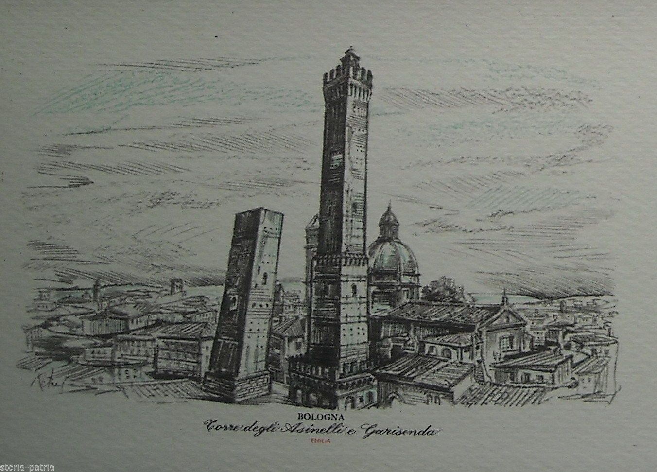 Cartolina Bologna, Torri Degli Asinelli E Garisenda, Petrus, Miliani, 1956