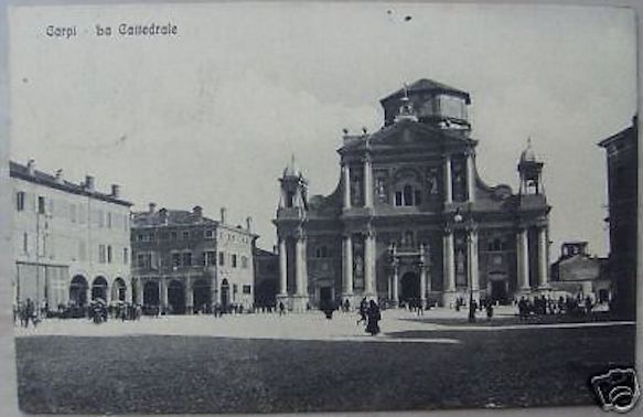 Cartolina Antica Cattedrale Di Carpi 1915 Animata Viaggiata