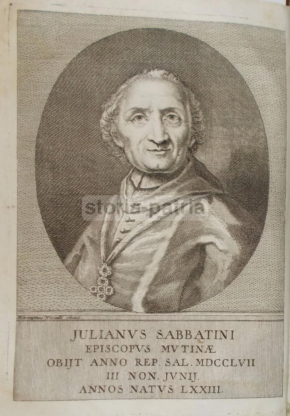 Ritratto Di Giuliano Sabbatini, Vescovo Di Modena. Incisione All'Acquaforte, XVIII Secolo