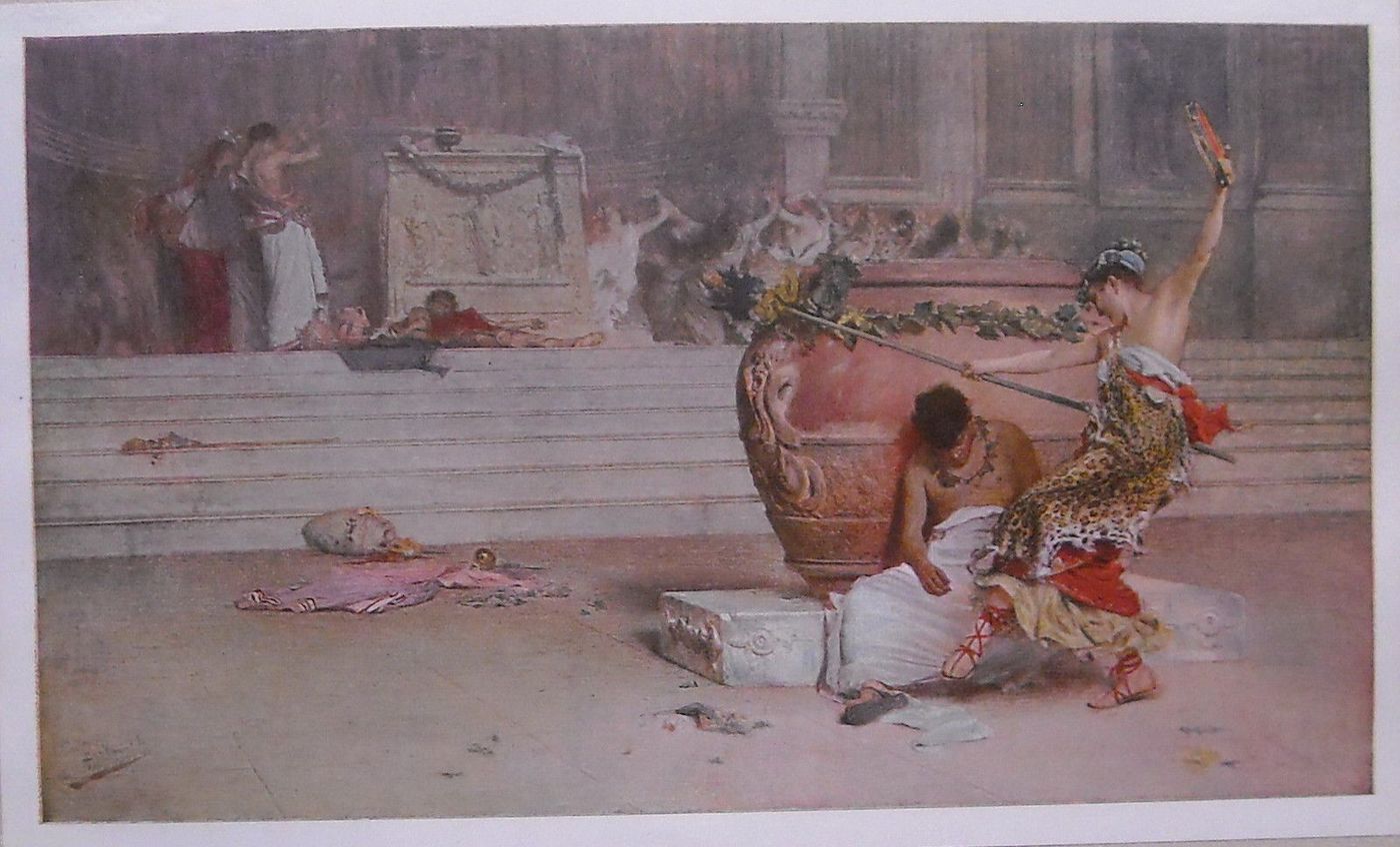 Giovanni Muzzioli, Tempio Di Bacco. Stampa Antica A Colori (Tricromia Danesi), 1900