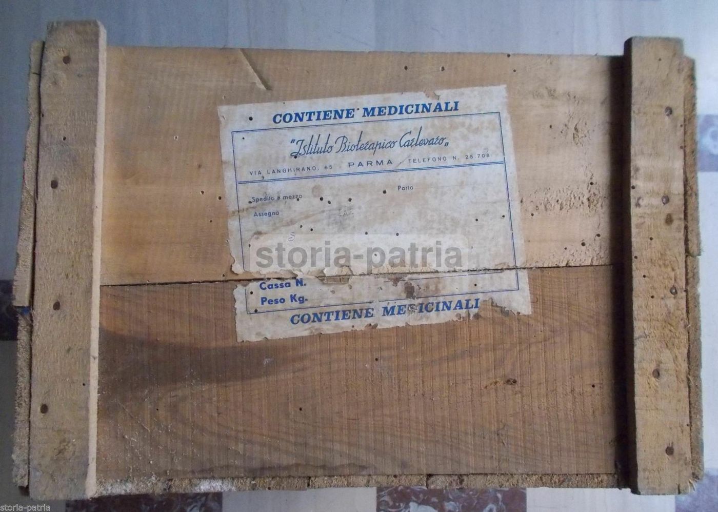 Cassa Medicinali In Legno Istituto Bioterapico Carlevaro Parma, Anni '30