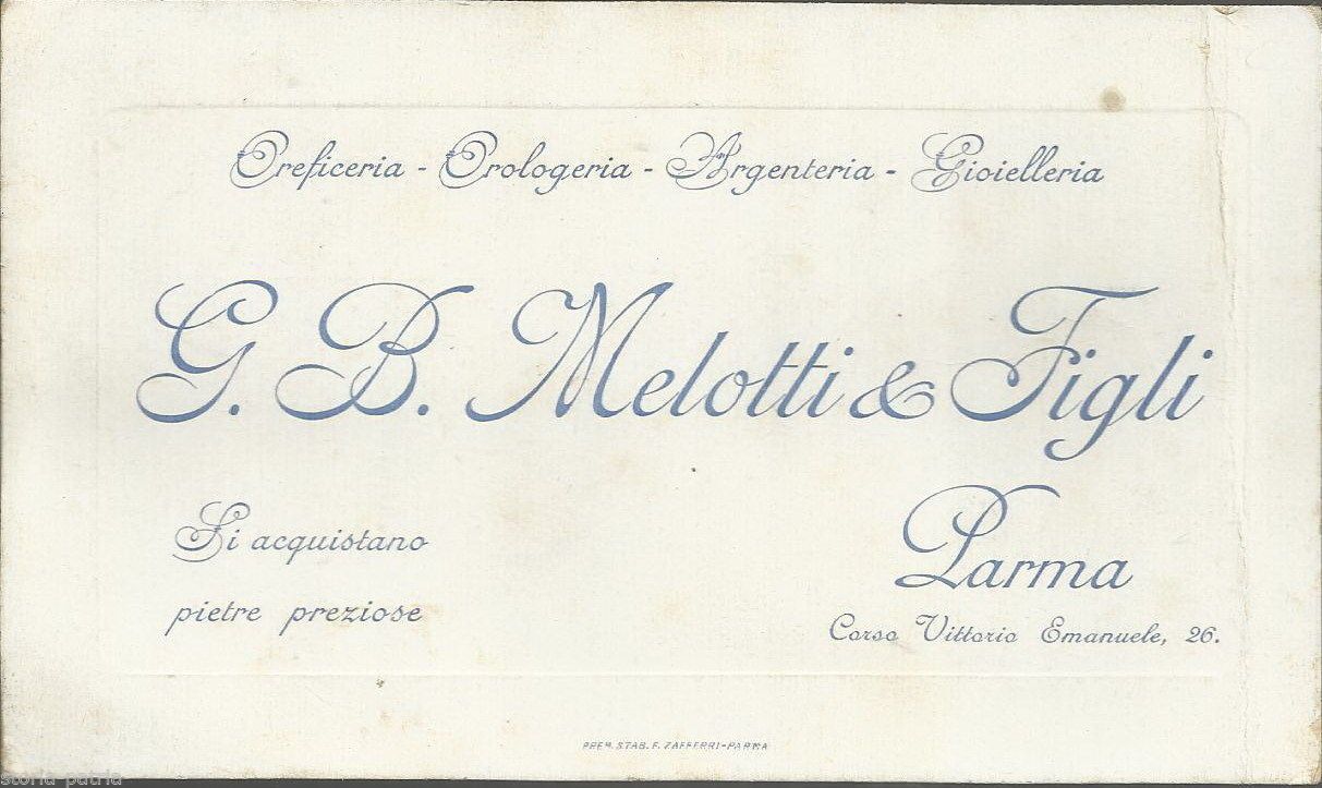 Cartolina Pubblicitaria Melotti Oreficeria Parma 1917 Con Marche Da Bollo