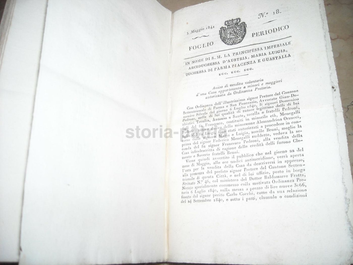 Bollettino Ufficiale Ducato Di Parma 1841: Economia E Araldica