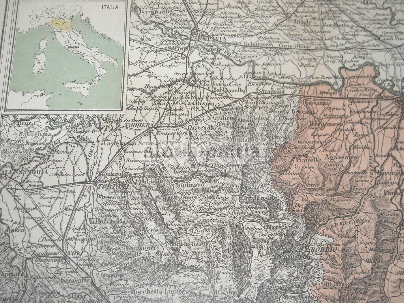 Mappa Antica Della Provincia Di Piacenza, Vallardi, Fine '800