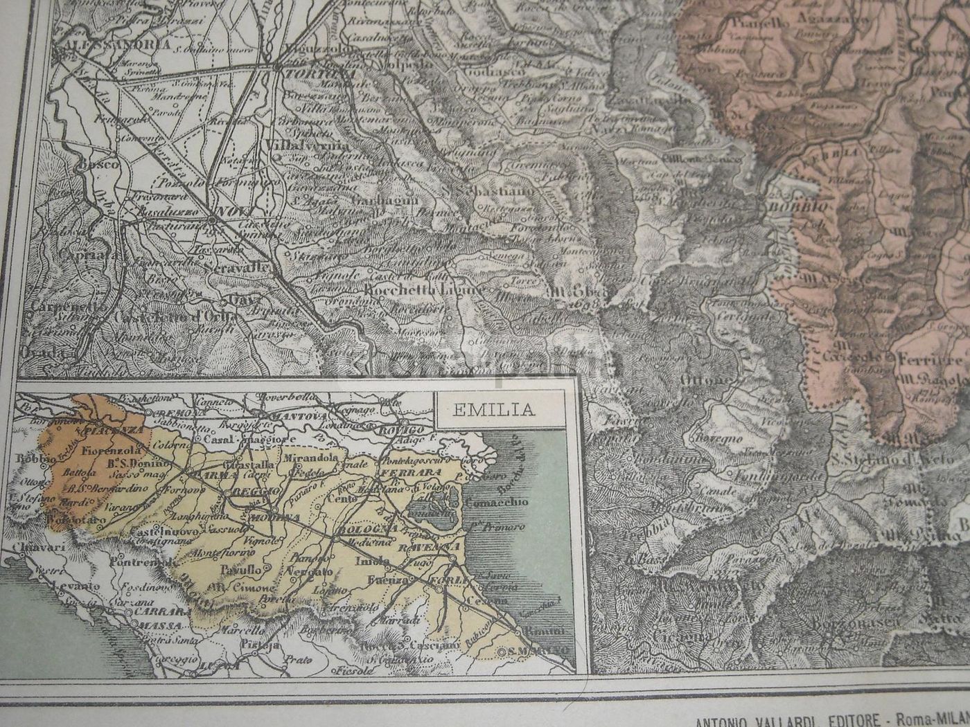 Mappa Antica Della Provincia Di Piacenza, Vallardi, Fine '800