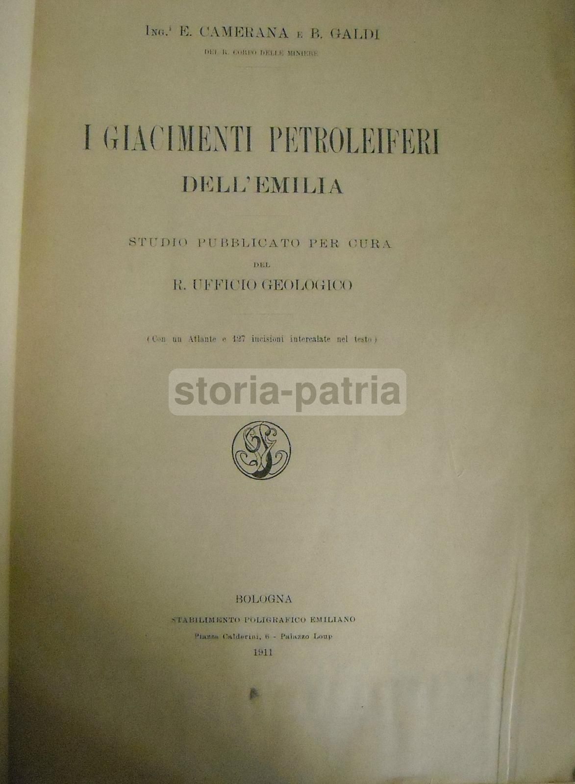 Giacimenti Petroliferi Dell'Emilia 1911: Camerana, Galdi   Carta Geologica d'Italia