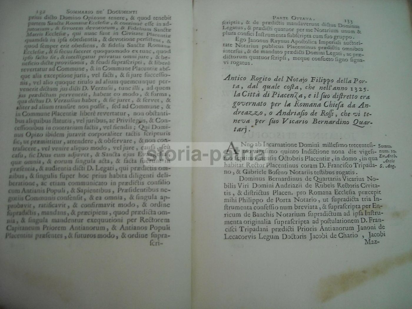 Atti Di Dominio Esercitati Da' Romani Pontefici Sopra Le Città Di Parma E Piacenza