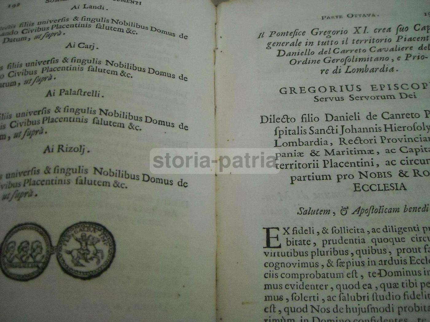 Atti Di Dominio Esercitati Da' Romani Pontefici Sopra Le Città Di Parma E Piacenza