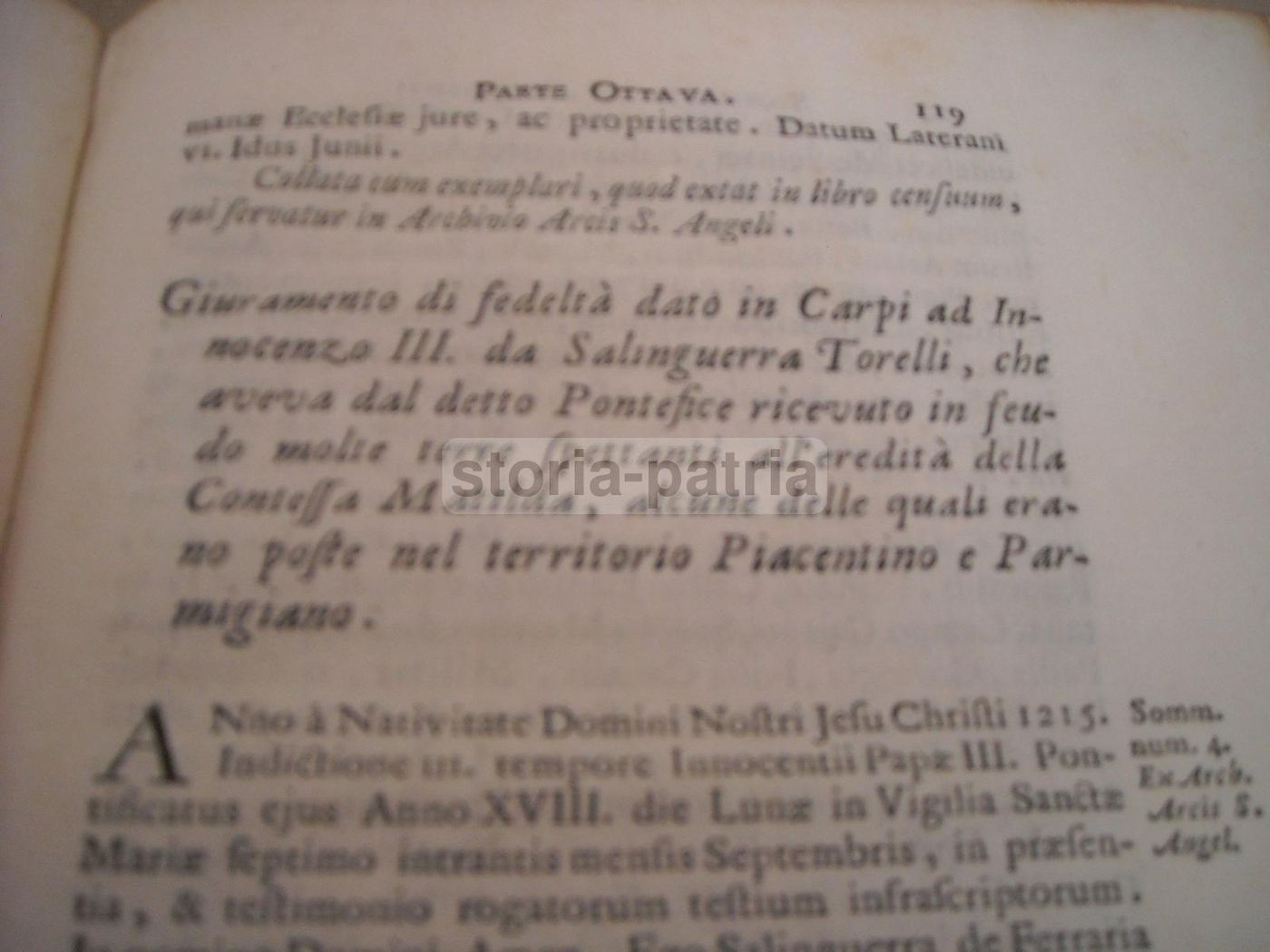 Atti Di Dominio Esercitati Da' Romani Pontefici Sopra Le Città Di Parma E Piacenza